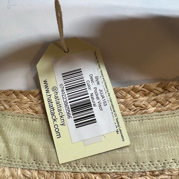 Hat Attack Pocket‎ Visor Straw Adjustable New - Picture 10 of 11